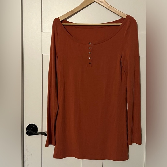 NOT LABELED*brand name*Organic Cotton Bamboo Long Sleeve Henley in Coral Size XL - Picture 3 of 4